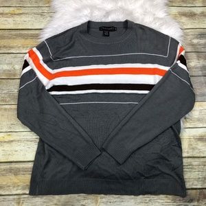 Gentleman's Club Men's Gray Stripe Wool Sweater XL